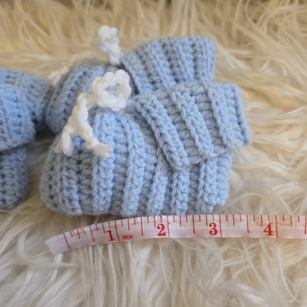 Handmade Blue and White Baby Booties
